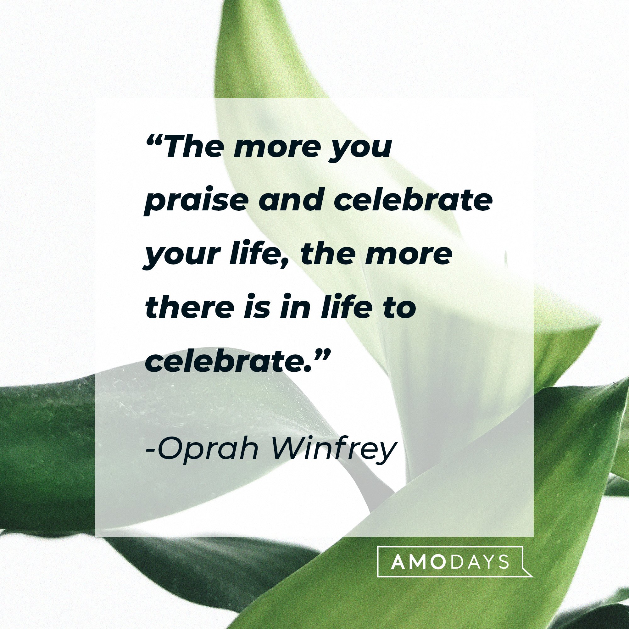 Oprah Winfrey's quote: “The more you praise and celebrate your life, the more there is in life to celebrate.” | Image: AmoDays