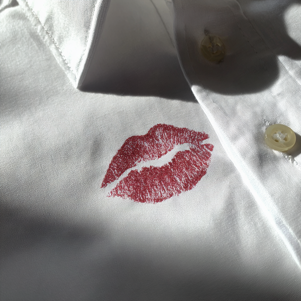 A lipstick stain on a white shirt | Source: Midjourney