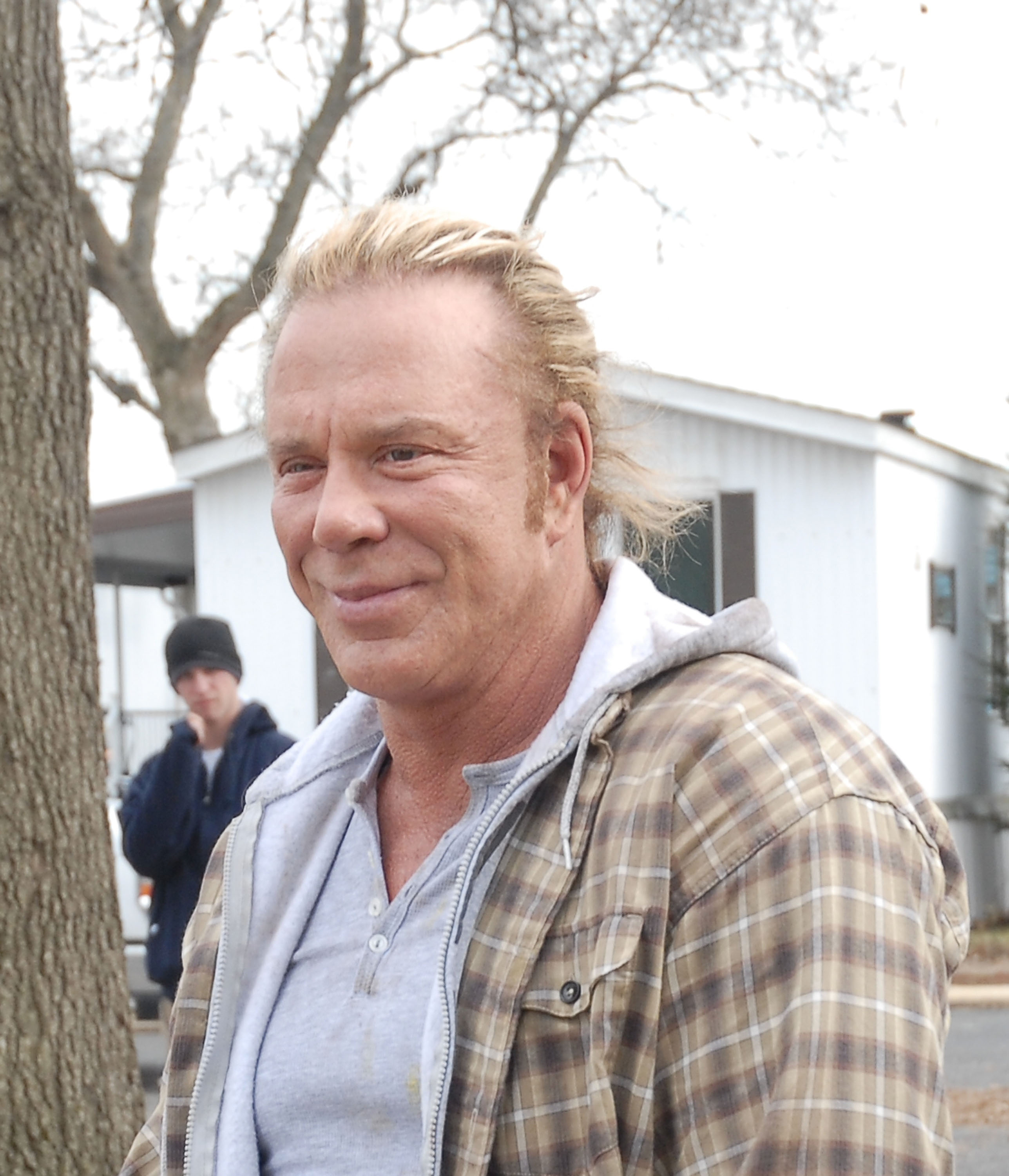Mickey Rourke on location for "The Wrestler" on February 15 2008 in Keansburg New Jersey. | Source: Getty Images