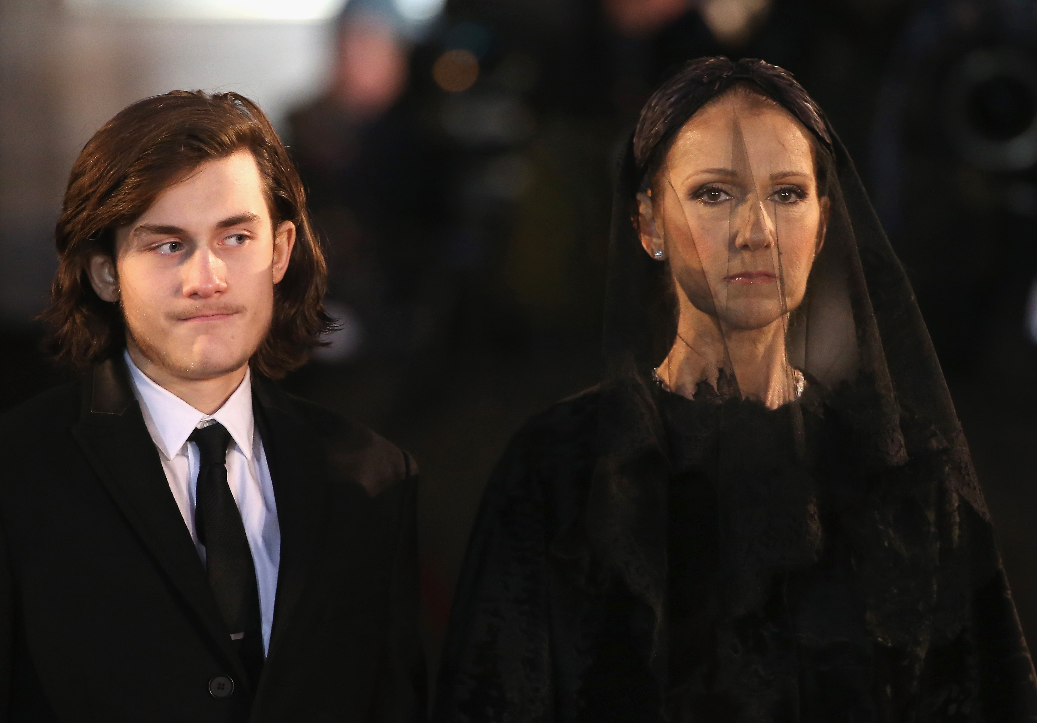 Rene-Charles Angelil and Celine Dion during the state funeral service for Rene Angelil at Notre-Dame Basilica on January 22, 2016 in Montreal, Canada. | Source: Getty Images