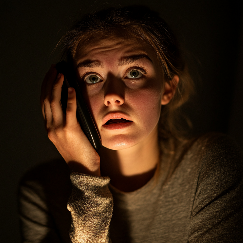 A young woman on the phone | Source: Midjourney