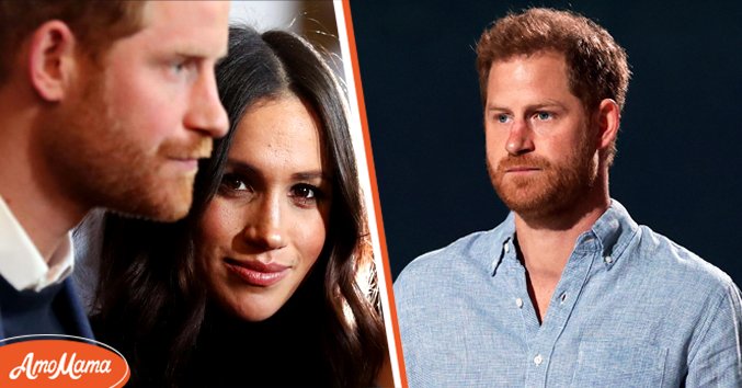 Photo of Prince Harry and his wife Meghan Markle. [Left] | Portrait of Prince Harry at an event. [Right] | Source: Getty Images