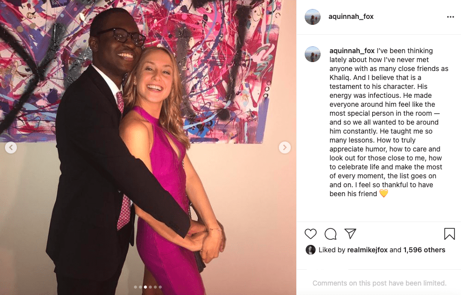 Aquinnah Fox in one of the pictures shared on her social media in March 2021 to pay tribute to her friend Khaliq. | Image: Instagram/ aquinnah_fox.