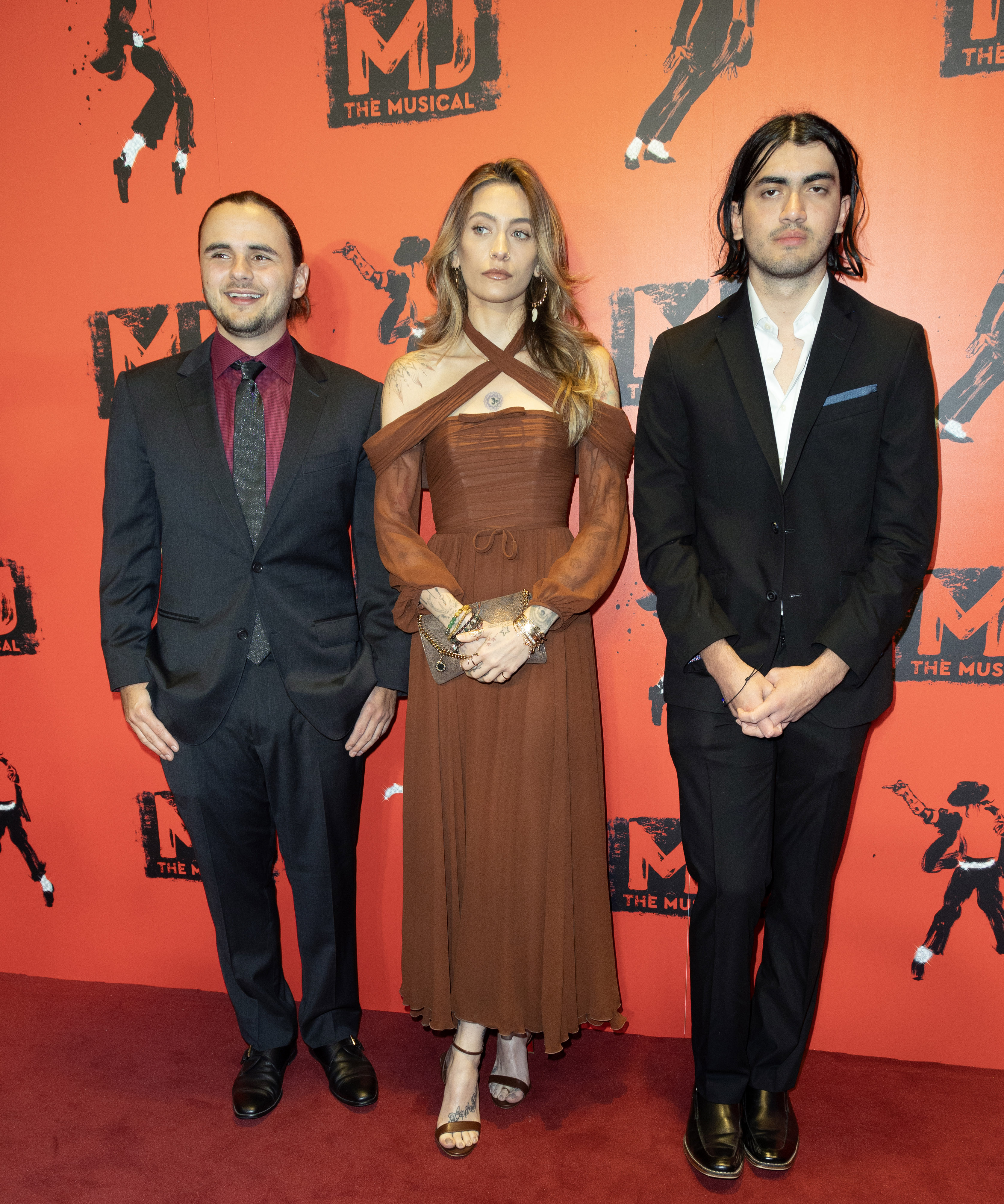 Prince Jackson, Paris Jackson and Bigi Jackson attend the press night performance of "MJ: The Musical" at the Prince Edward Theatre on March 28, 2024, in London, England | Source: Getty Images