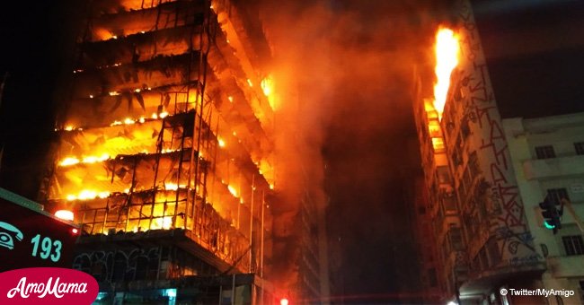 Fire rips through building in Brazil and causes it to collapse as residents scream for help