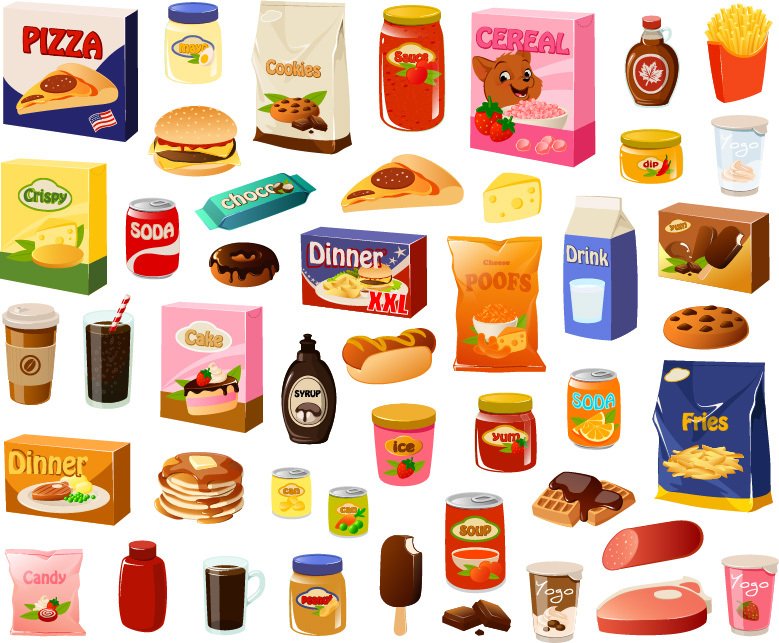 Varios alimentos procesados. Fuente: Shutterstock