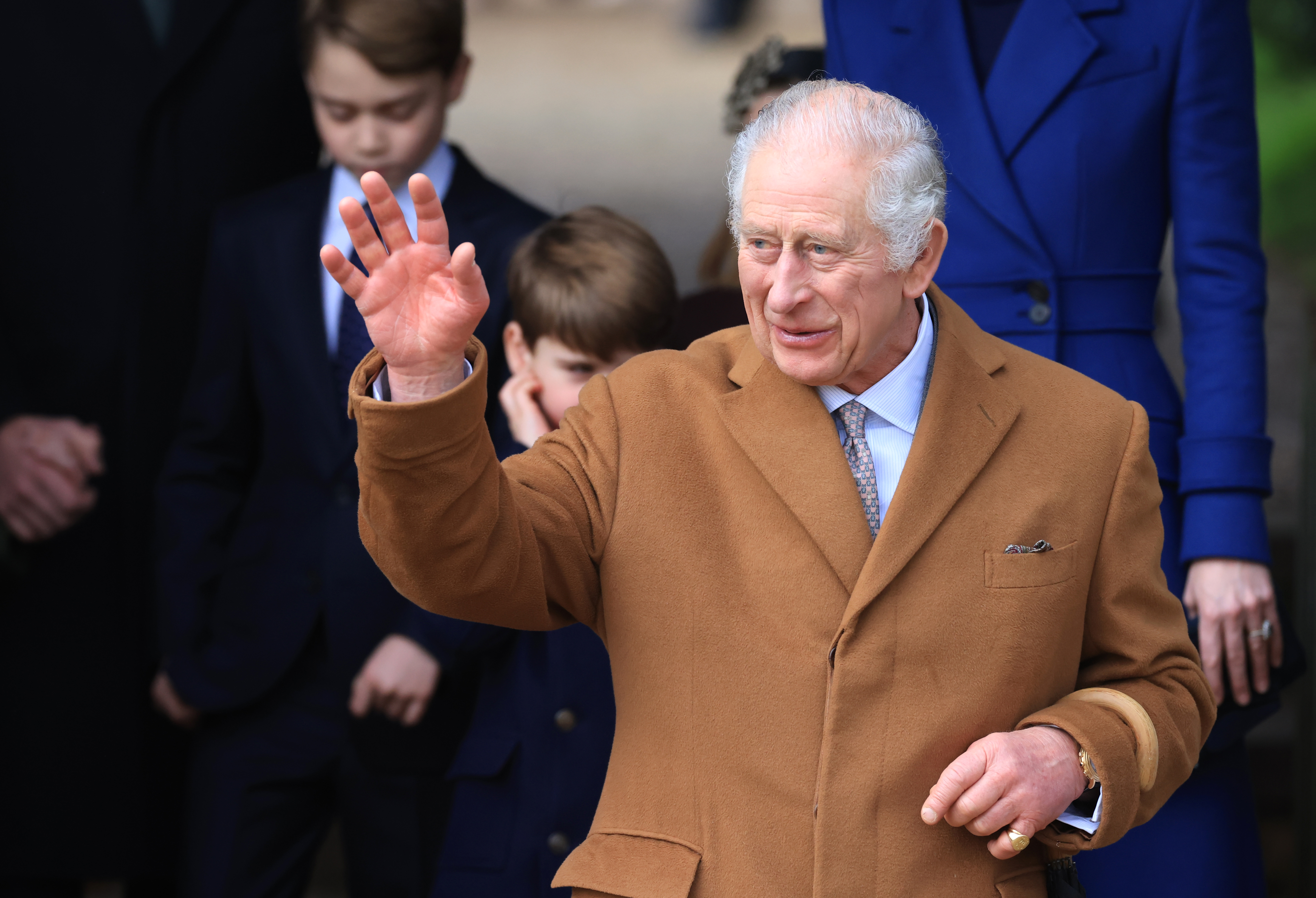 King Charles III leaves after the Christmas Morning Service at Sandringham Church in Sandringham, Norfolk, on December 25, 2023. | Source: Getty Images