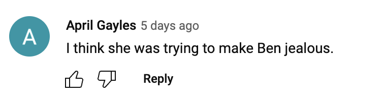 A fan's comment on a YouTube post showing Jennifer Lopez reacting to a DJ playing her song at the premire of "The Mother," in Los Angeles, California, on May 10, 2023 | Source: YouTube/Starflamestv
