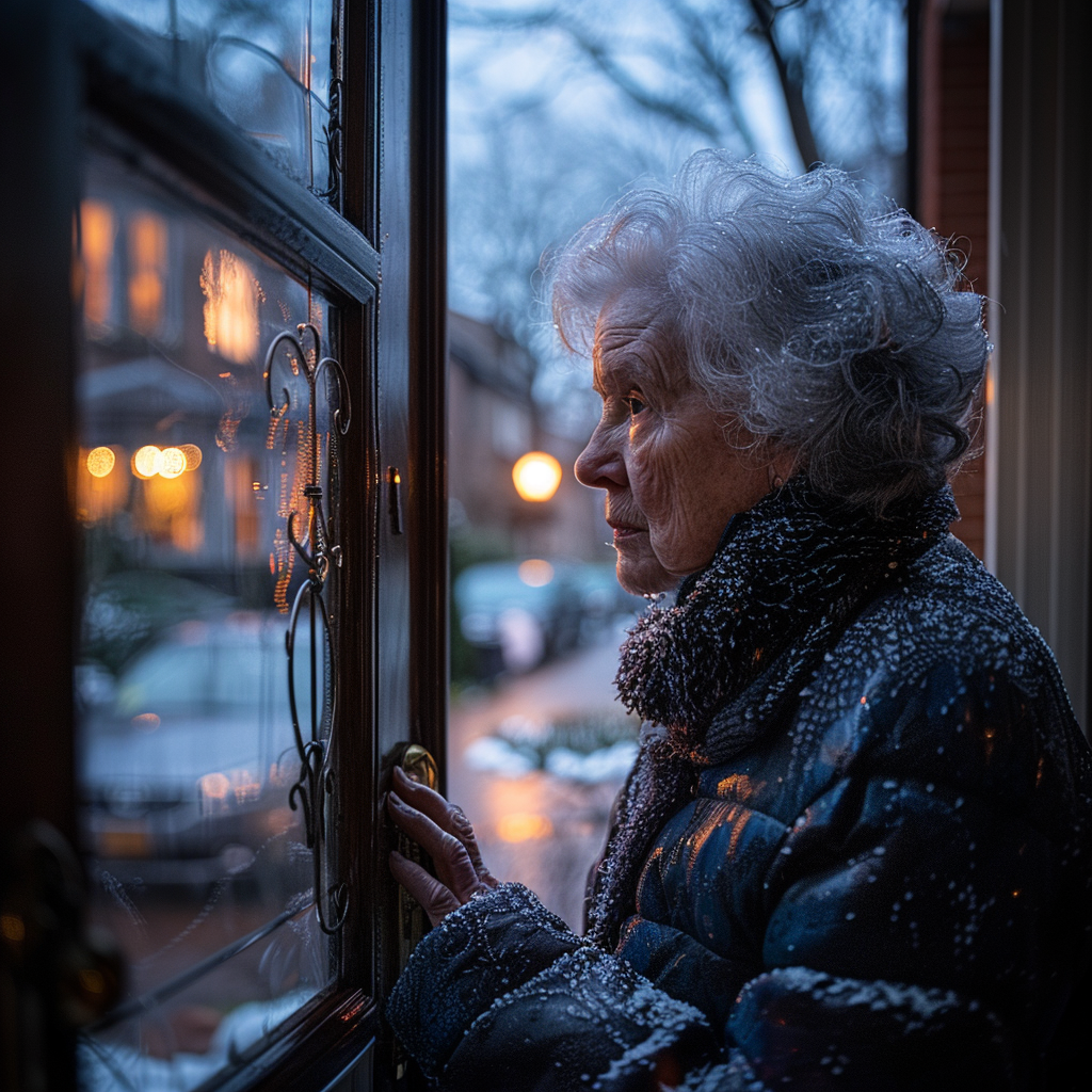 Grandma opens her door to Laura | Source: Midjourney