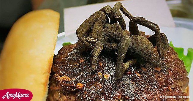 This restaurant is serving up a beef burger topped with an oven-roasted tarantula