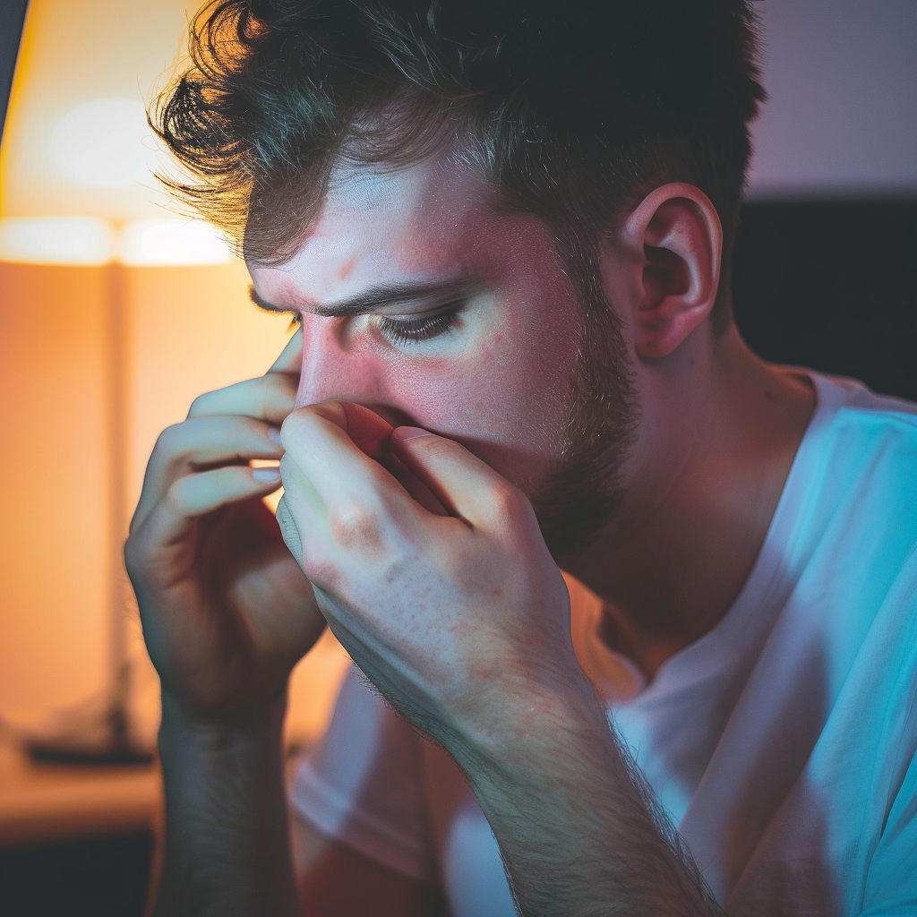 A man blocking his nose | Source: Midjourney