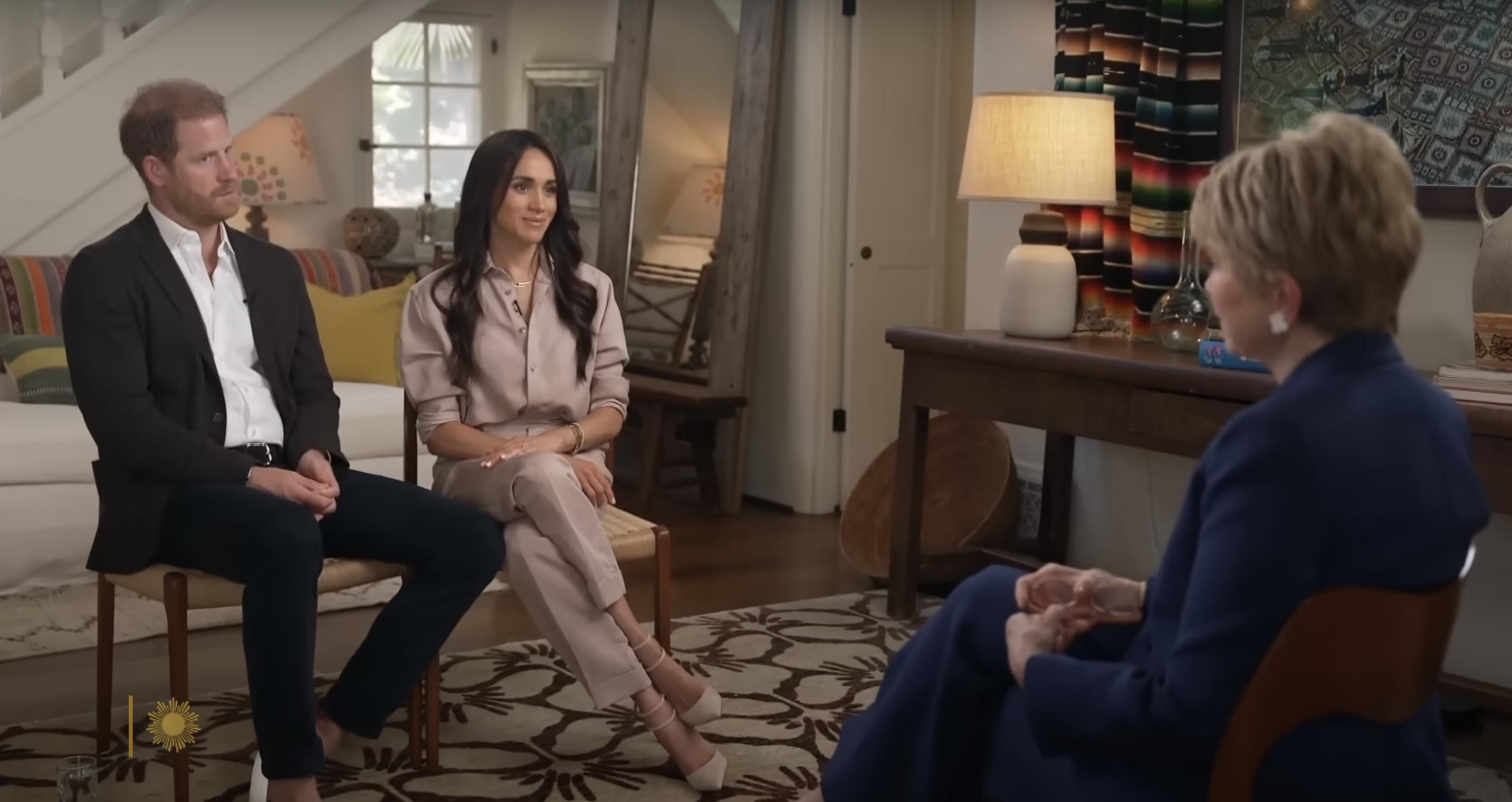 Prince Harry and Meghan Markle during their interview with Jane Pauley on August 4, 2024. | Source: YouTube/CBS Sunday Morning