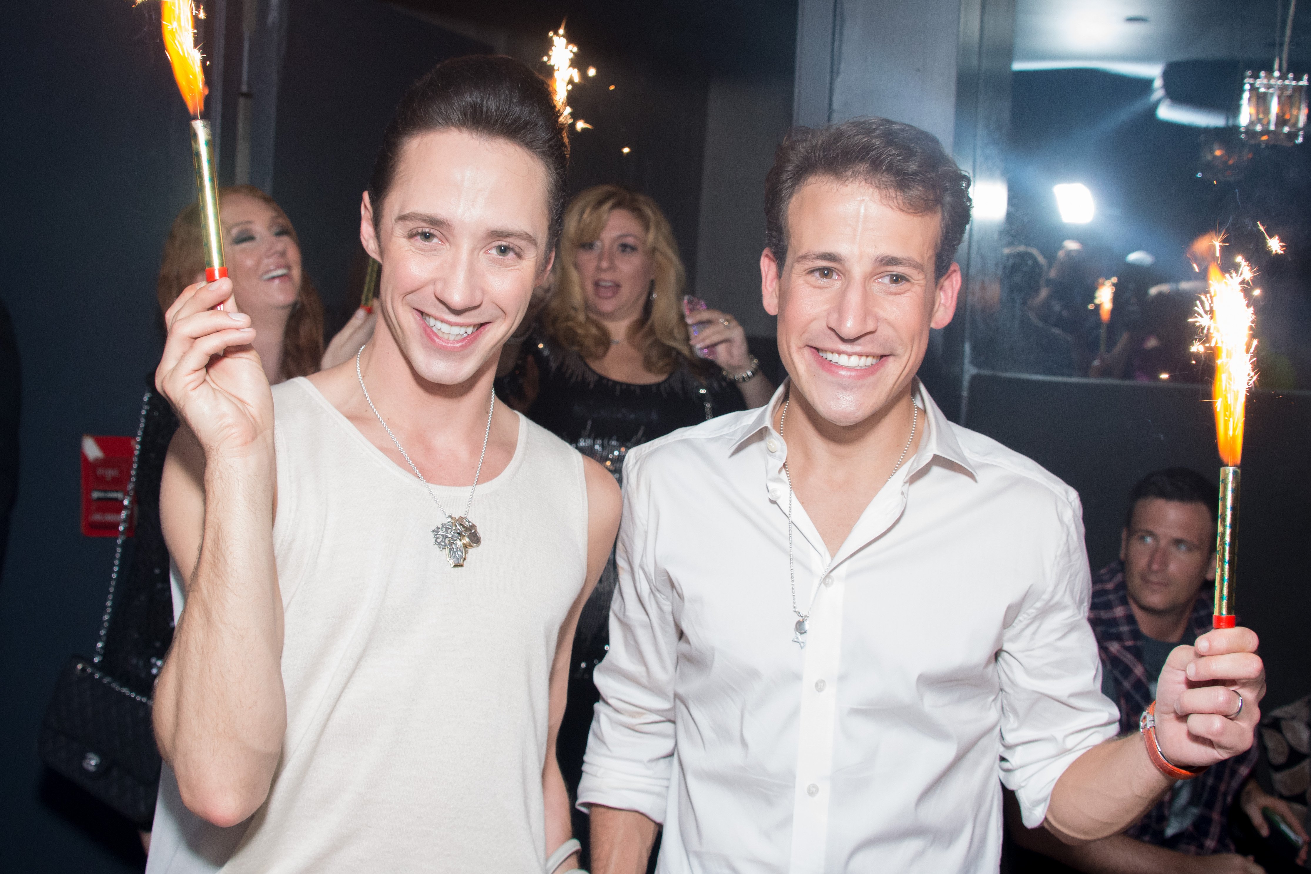 Johnny Weir-Voronov and Victor Weir-Voronov attend their Official Birthday Party at Marcel Hotel in New York City on July 7, 2012 | Source: Getty Images