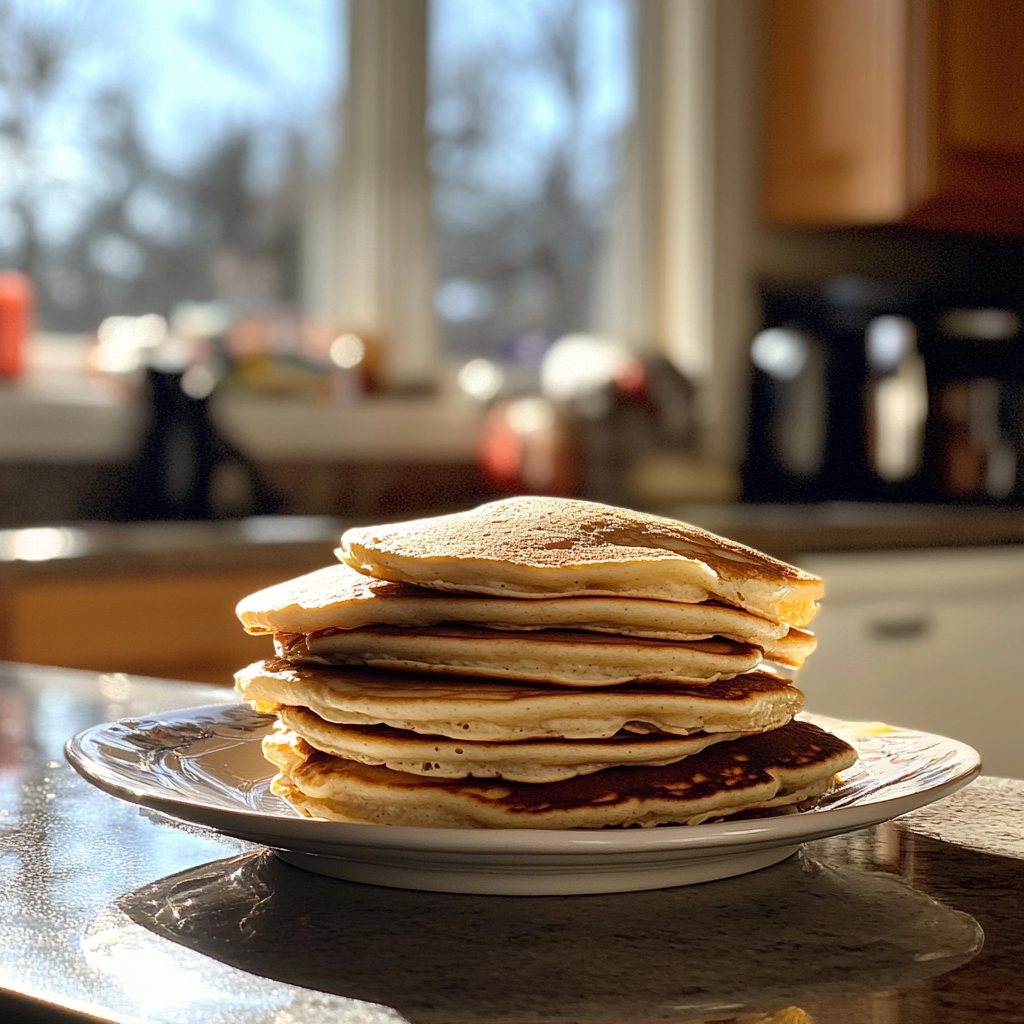 Pancakes on a counter | Source: Midjourney