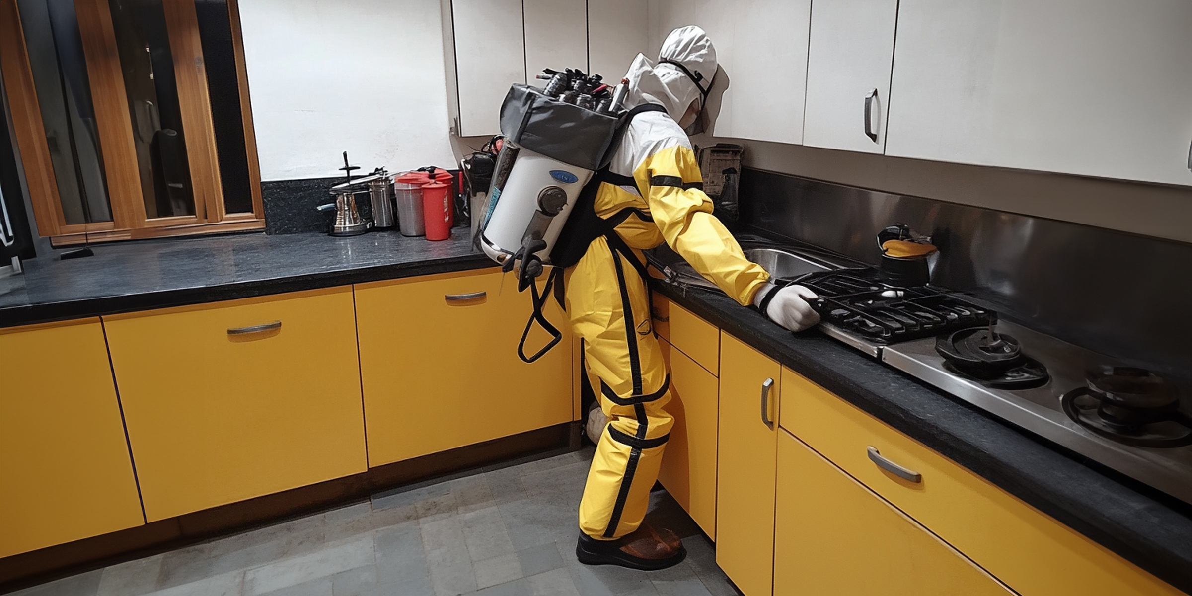 A fumigator working in the kitchen | Source: Amomama