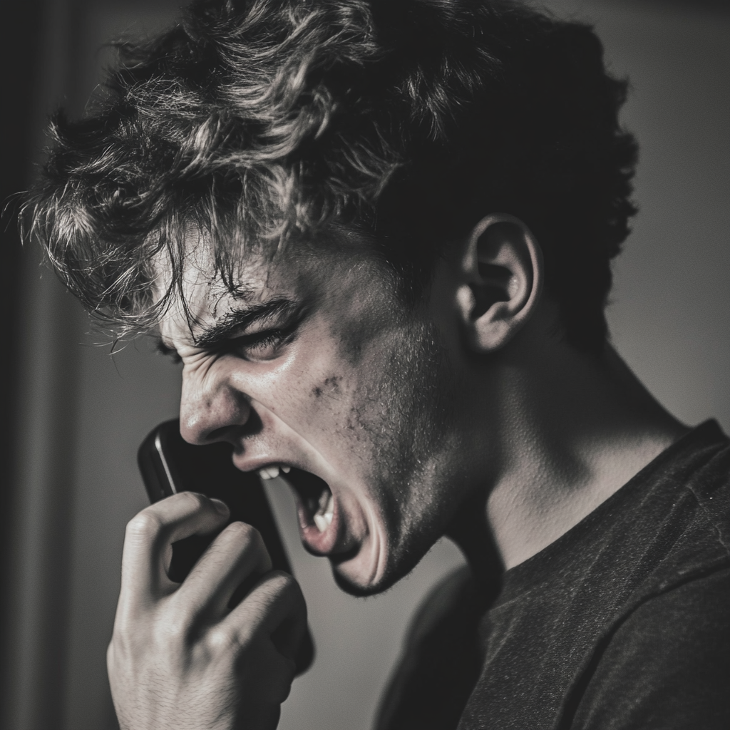 An angry man on the phone | Source: Midjourney