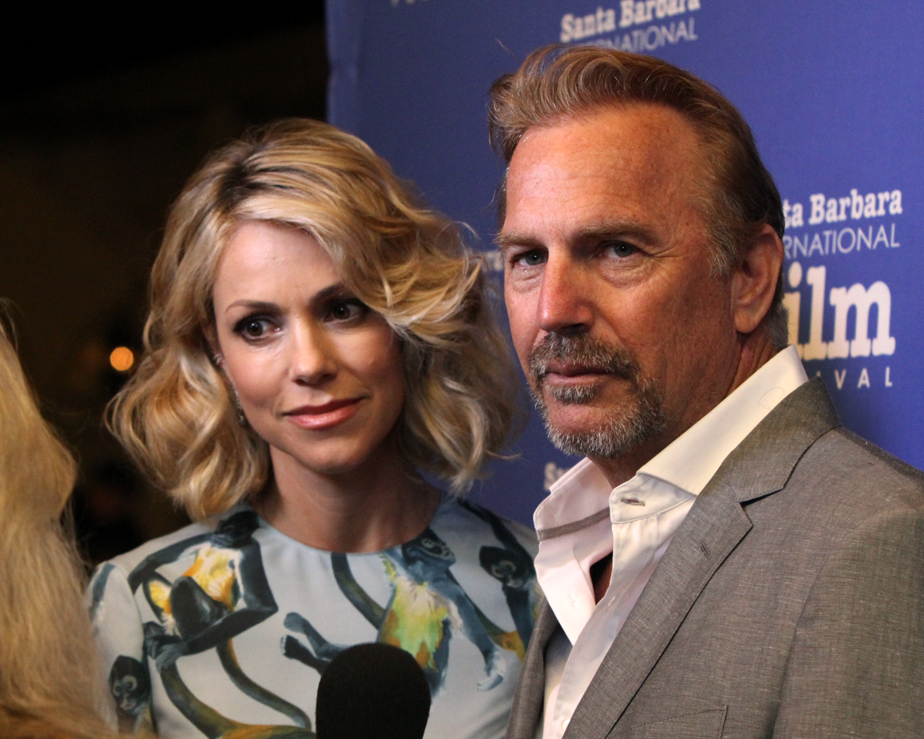 Kevin Costner and wife Christine Baumgartner at Arlington Theater on February 7, 2015, in Santa Barbara, California. | Source: Getty Images