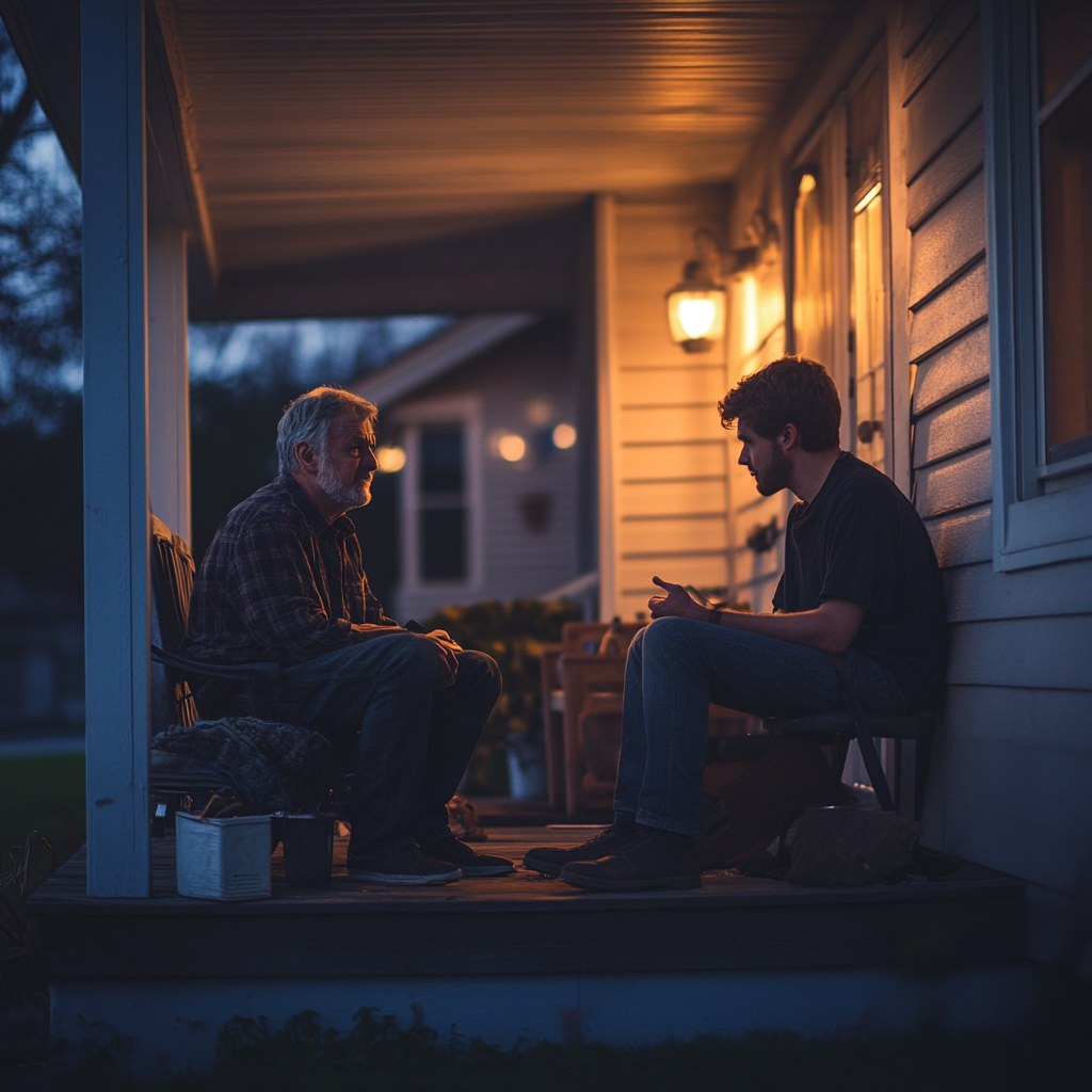 Two men talking | Source: Midjourney