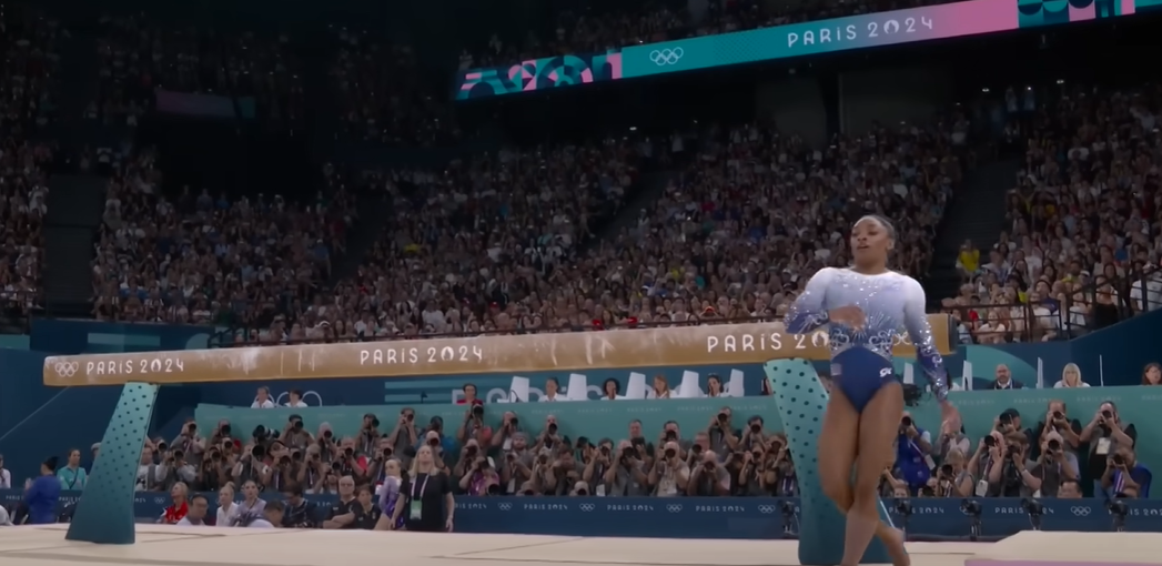 Screenshot of Simone Biles's beam performance on August 5 at the Paris 2024 Olympic Games | Source: Youtube/Eurosport