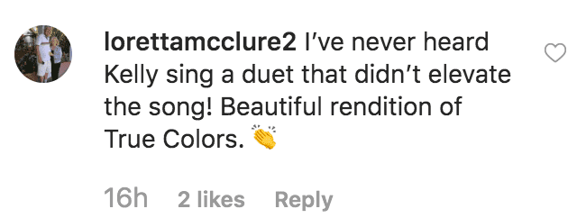 Fan praise Kelly Clarkson and Cindy Lauper for their performance of "True Colors" on the "Kelly Clarkson Show" | Source: instagram.com/kellyclarksonshow