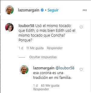 Comentario recibido por Lorenzo Lazo y su respuesta. | Foto: Instagram/lazomargain