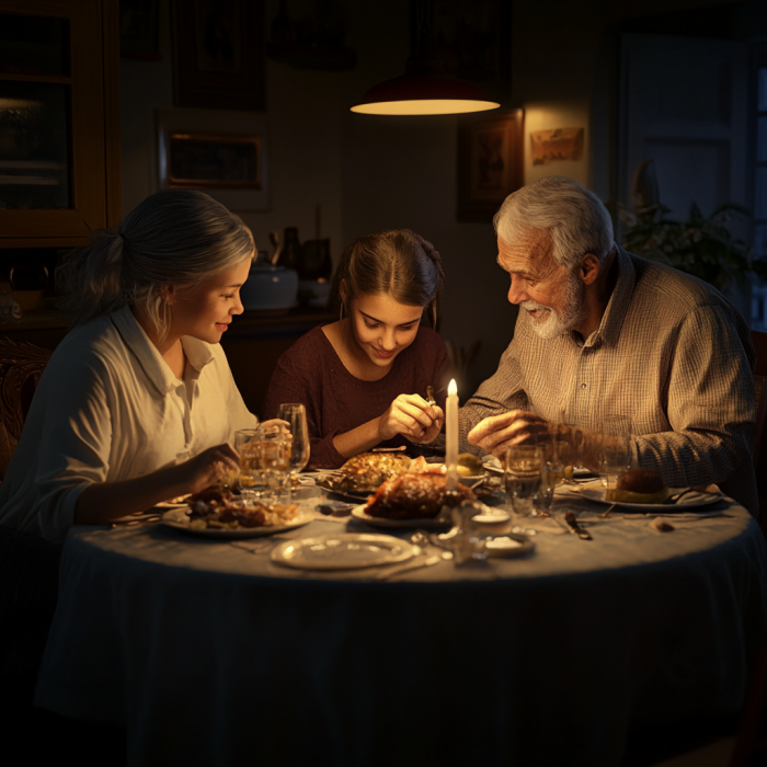 A family gathers for dinner | Source: Midjourney