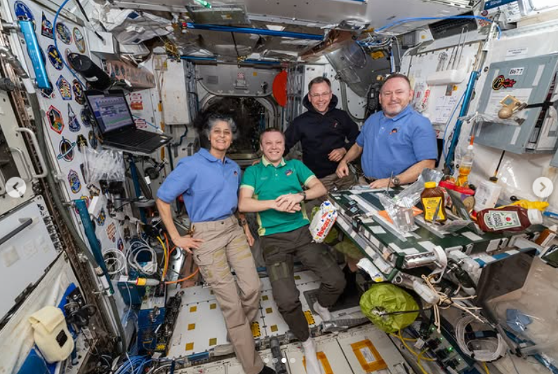 Crew-9’s members in space on February 20, 2025 | Source: Instagram/iss