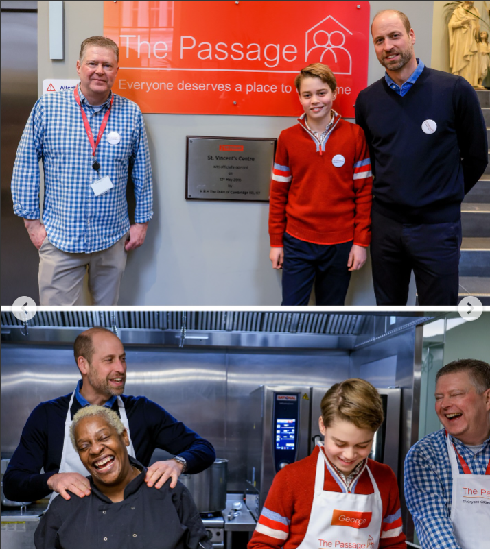 Prince William and Prince George stand beside a commemorative plaque at The Passage, marking the charity’s long-standing work supporting people experiencing homelessness. | Source: Instagram/Princeandprincessofwales