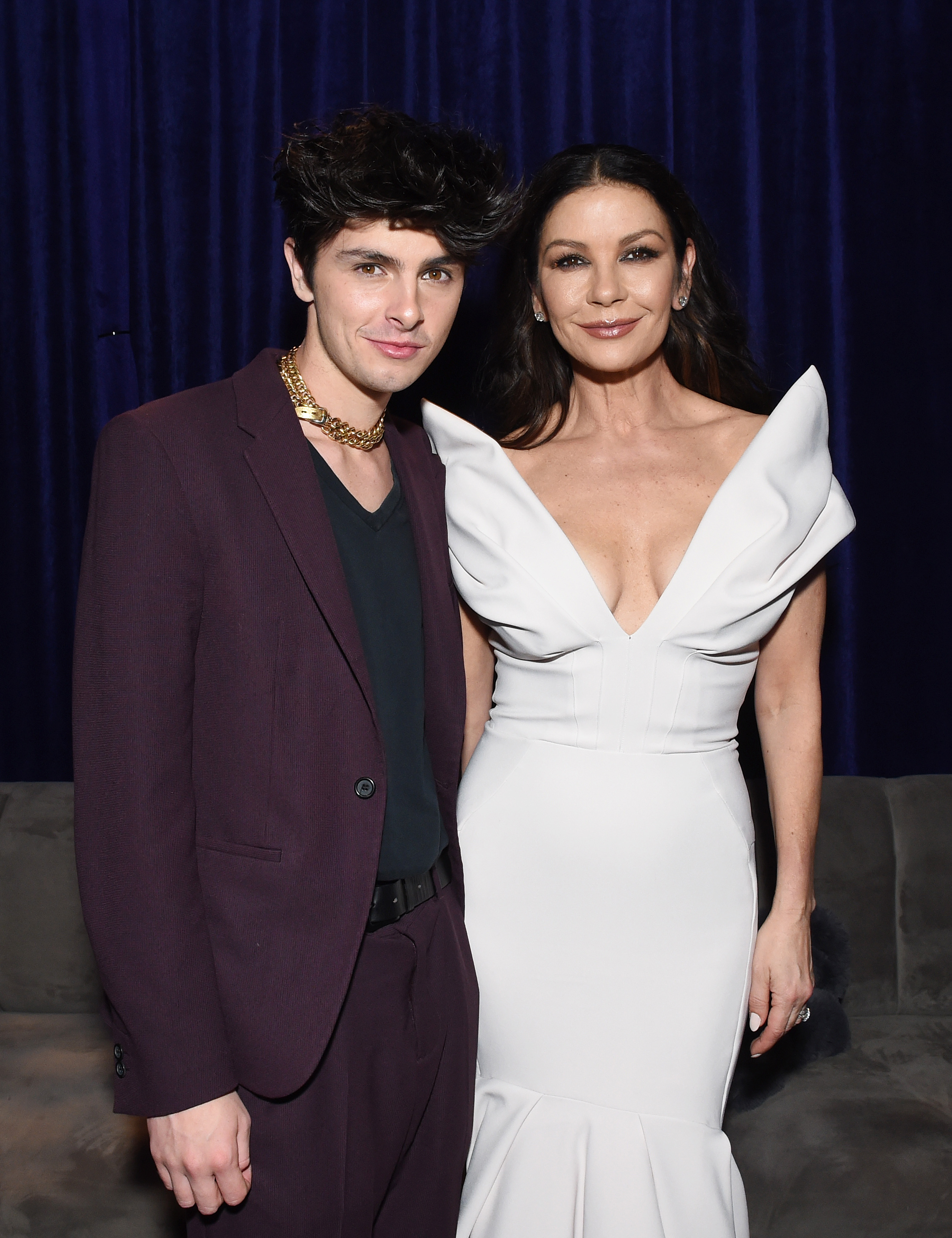 Dylan Douglas and Catherine Zeta-Jones attend the World Premiere Of Netflix's "Wednesday" at Hollywood Legion Theater on November 16, 2022 in Los Angeles, California | Source: Getty Images