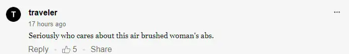 User comment about Jennifer Aniston's body, dated November 21, 2023 | Source: Page Six