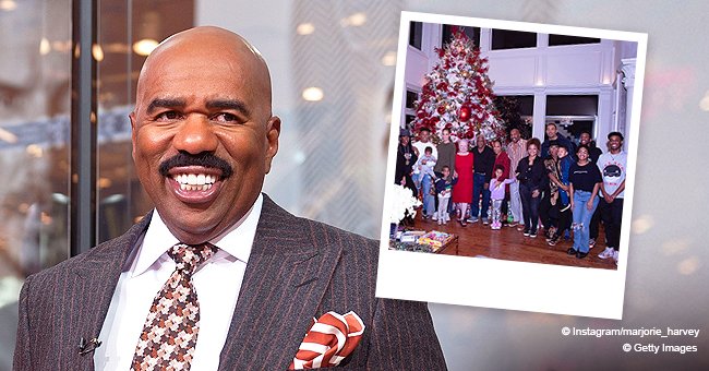 Steve Harvey S Big Family Glows With Joy As They Pose Together At The Christmas Tree In A New Snap