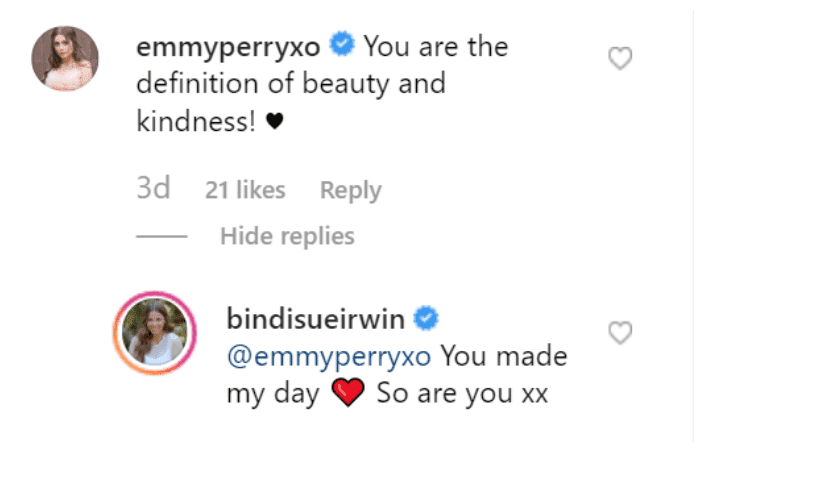 Fan comment on Bindi Irwin's post. | Source: Instagram/BindiIrwin