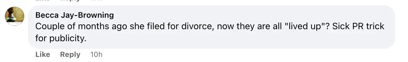 A fan's comment on Sylvester Stallone and Jennifer Flavin Stallone's Italy getaway with a post showing them enjoying pool waters on July 16, 2023 | Source: Facebook/Fox News