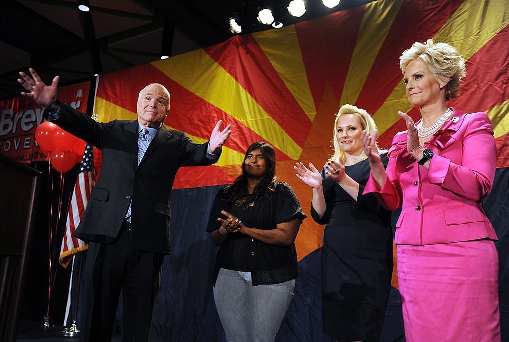 Sen. John McCain, wife Cindy and daughters Meghan and Bridget McCain during an Arizona Republican Party election night event, November 2, 2010 | Photo: GettyImages