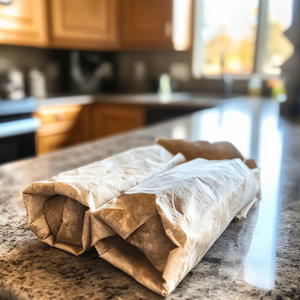 Burrito wrappers on a counter | Source: Midjourney