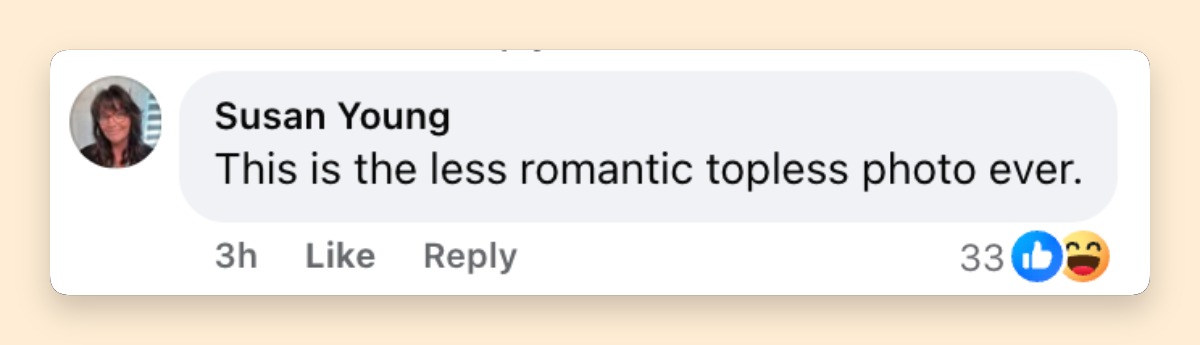 A netizen reacts to Harry Hamlin and Lisa Rinna posing topless in a campaign for fashion brand ERL | Source: Facebook/peoplemag