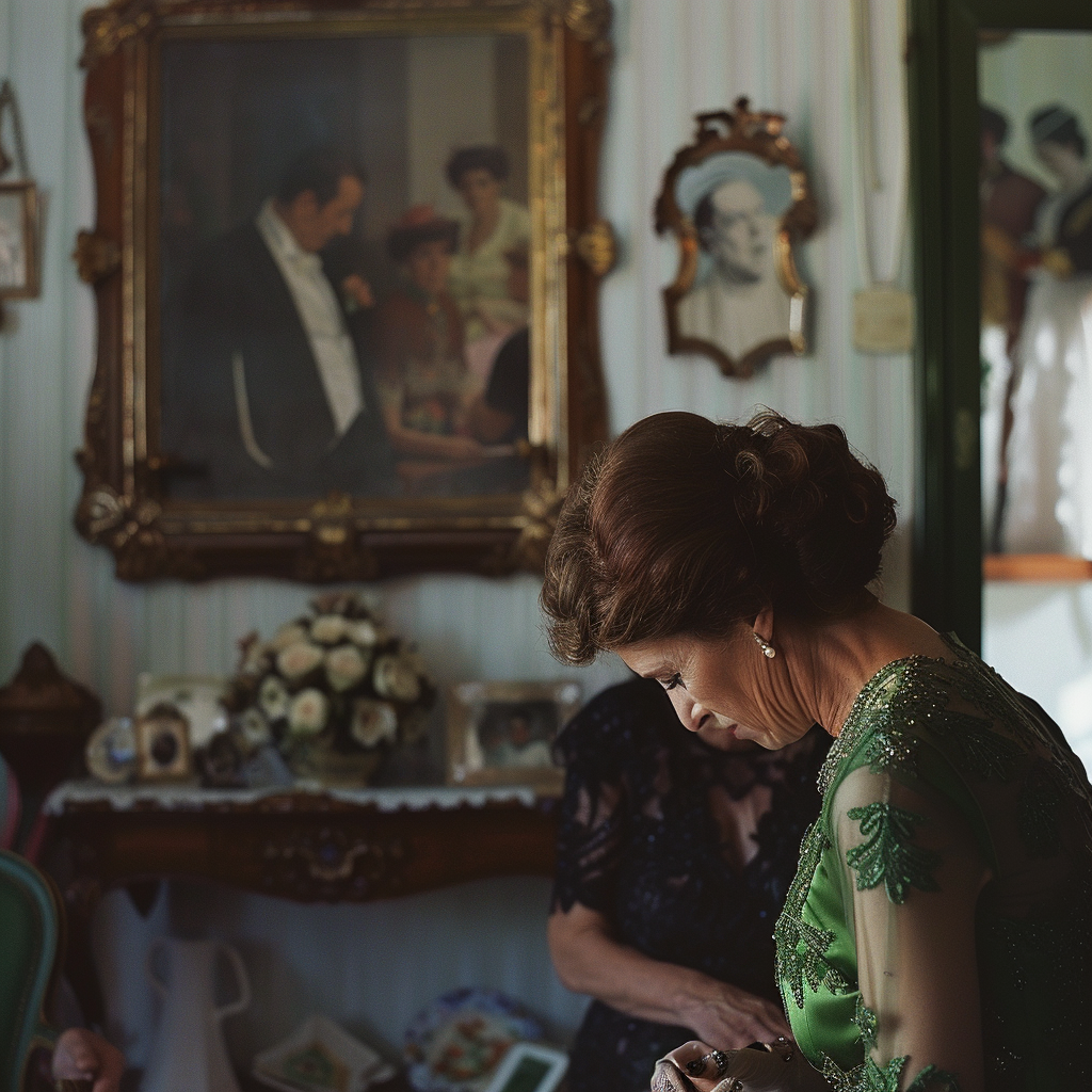 A sad-looking woman at a wedding | Source: Midjourney