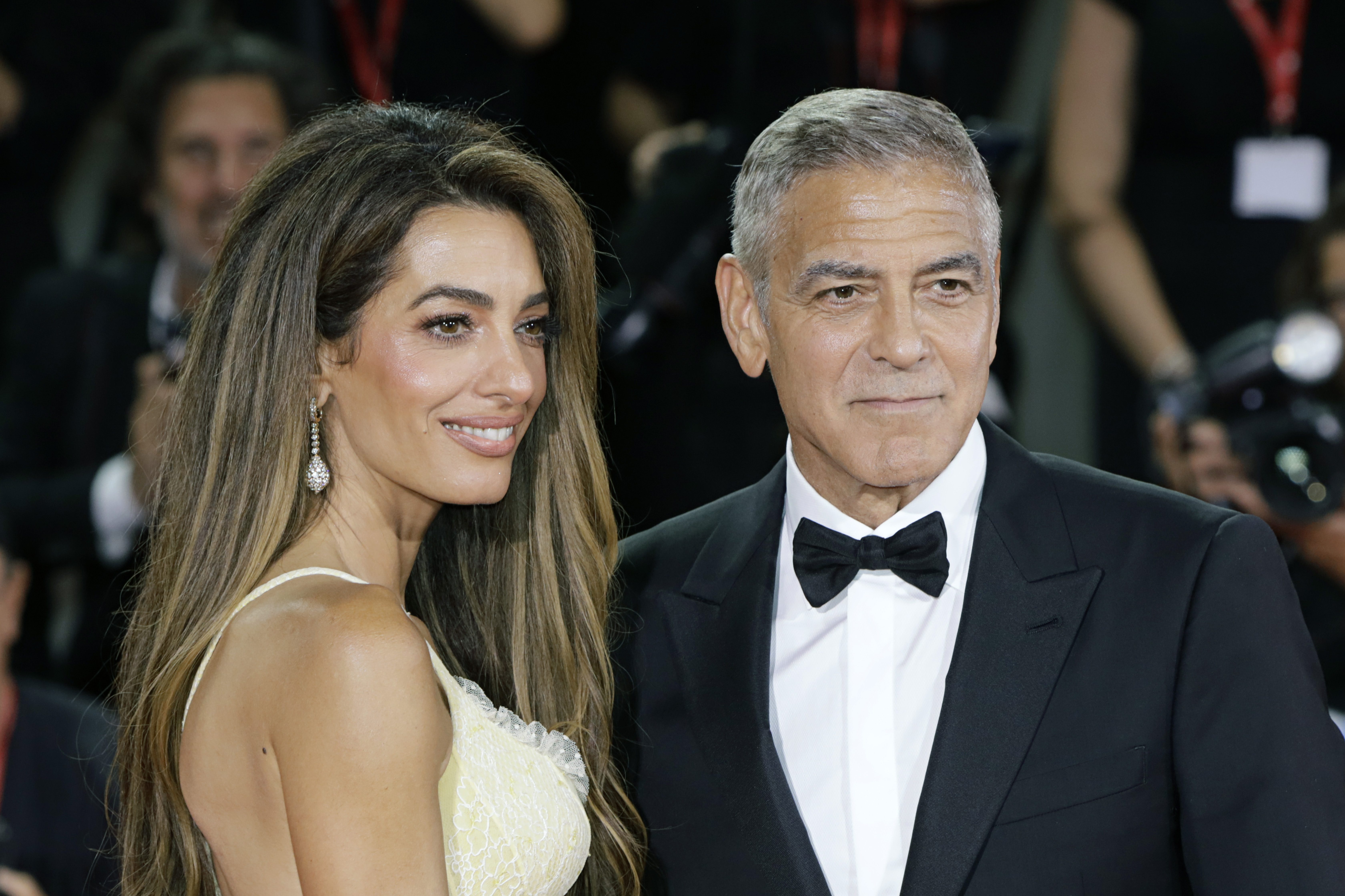 Amal and George Clooney at the "Wolfs" red carpet during the 81st Venice International Film Festival on September 1, 2024, in Italy. | Source: Getty Images