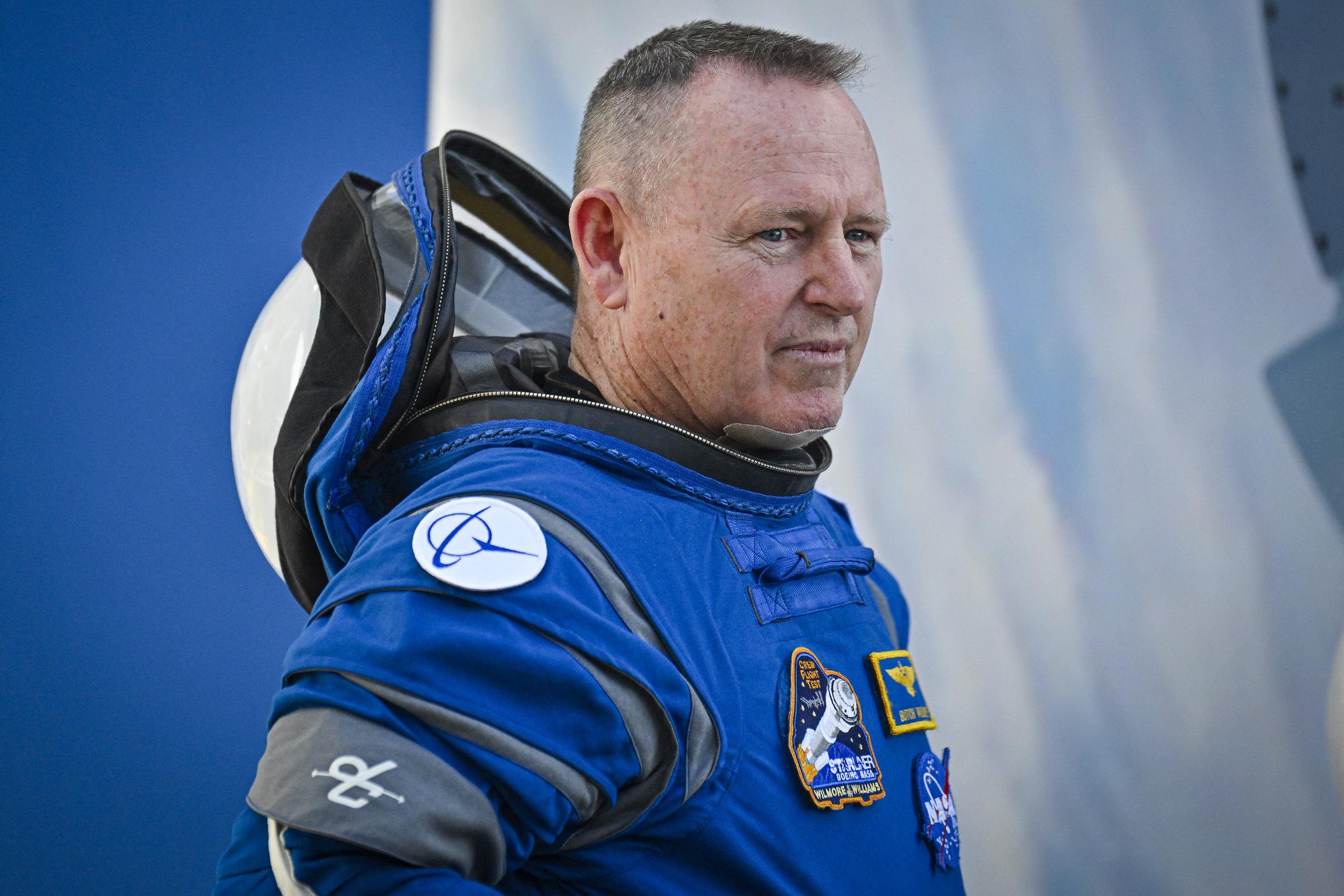 Butch Wilmore, wearing Boeing spacesuits, looks on as he prepares to board the Boeing CST-100 Starliner spacecraft for the Crew Flight Test launch at Cape Canaveral Space Force Station Kennedy Space Center in Florida, on June 1, 2024 | Source: Getty Images