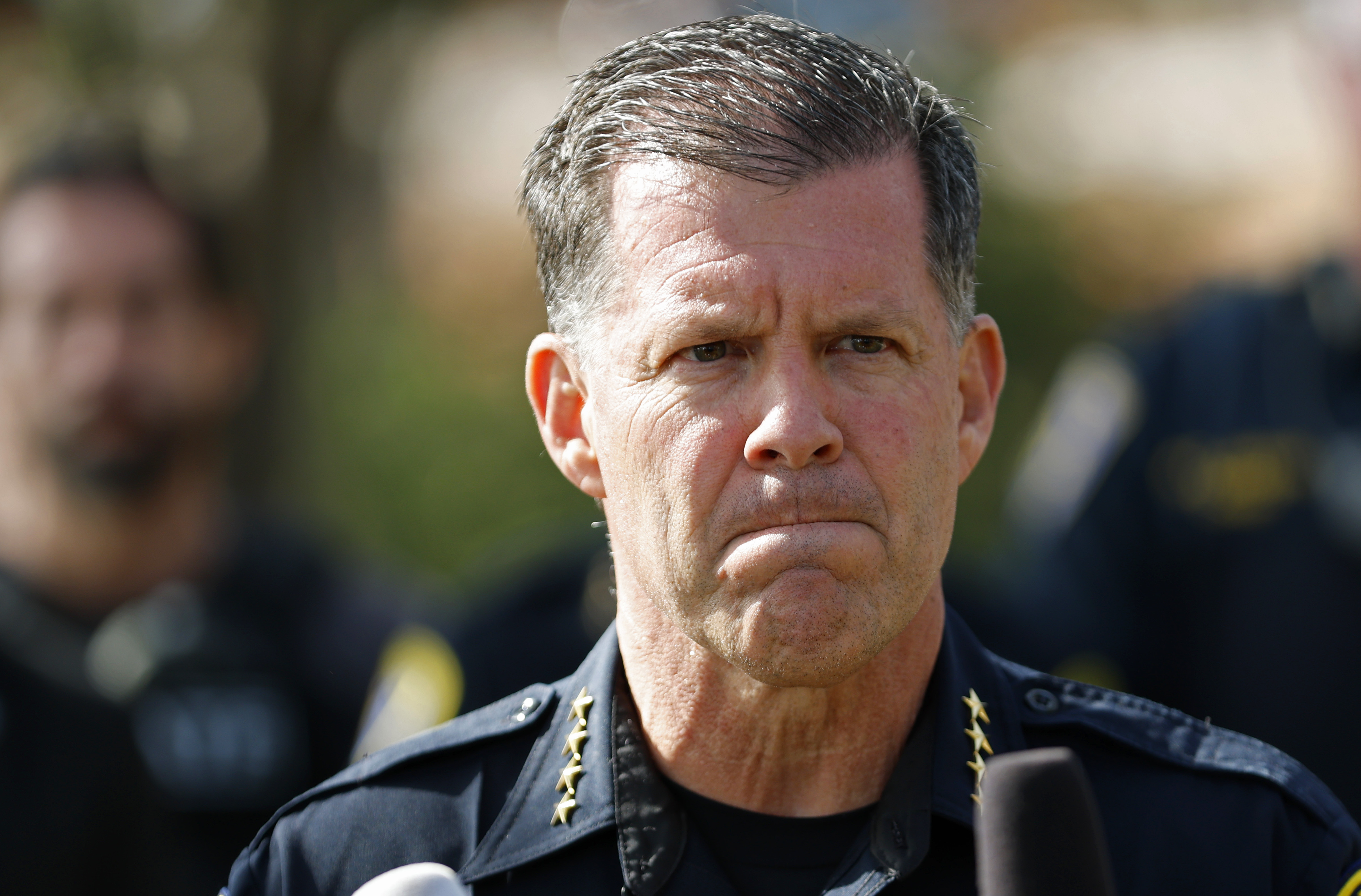 San Diego Police Chief Scott Wahl listens to a question during a news conference after a shooting at the Islamic Center of San Diego on May 18, 2026, in San Diego, California | Source: Getty Images