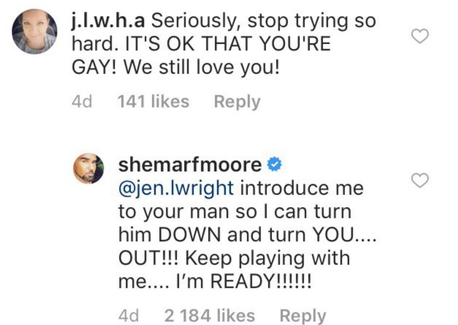 Great response from Shemar! l Image: Instagram.com/shemarfmoore