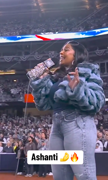 Ashanti singing the U.S. national anthem during the World Series, posted on October 30, 2024 | Source: TikTok/mlbonfox