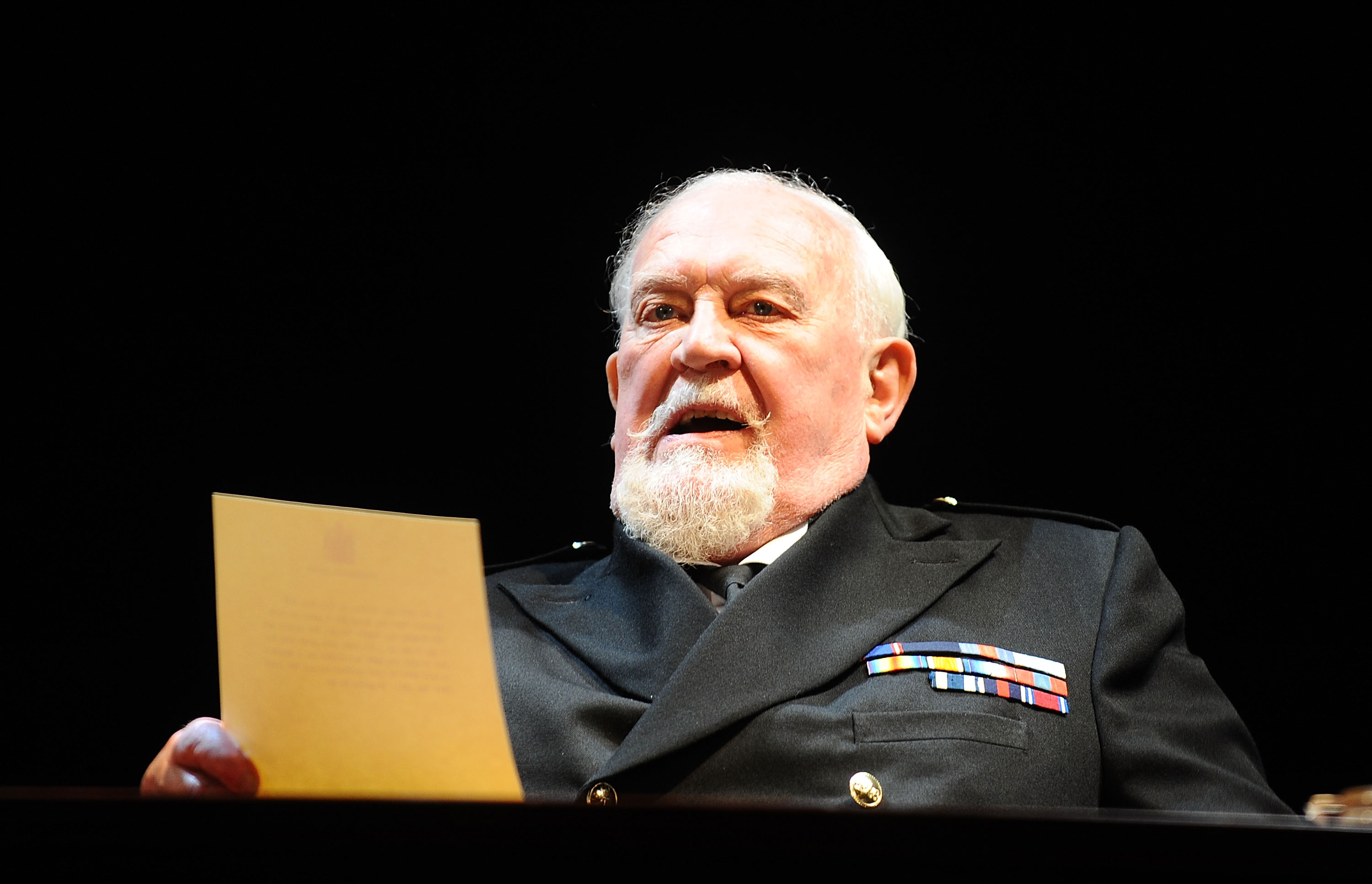 Joss Ackland as King George V in "The Kings Speech" photocall at Wyndhams Theatre on March 26, 2012, in London, England. | Source: Getty Images