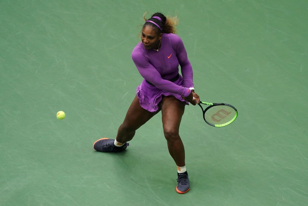 Serena Williams returns a shot during the Women's Singles final match against Bianca Andreescu. | Source: Getty Images