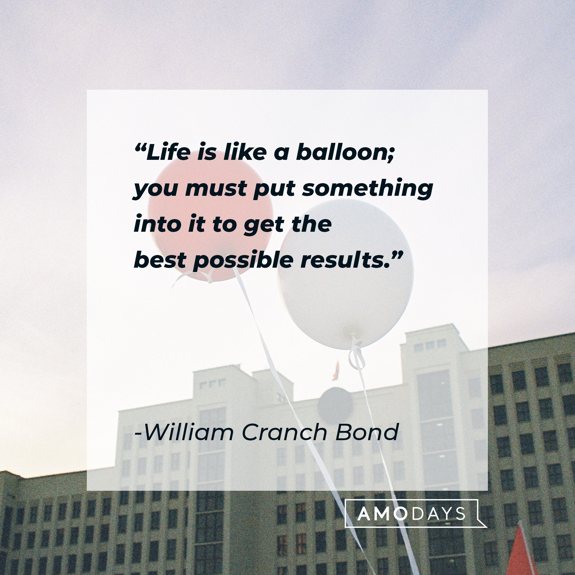 William Cranch Bond’s quote: "Life is like a balloon; you must put something into it to get the best possible results."  | Image: AmoDays