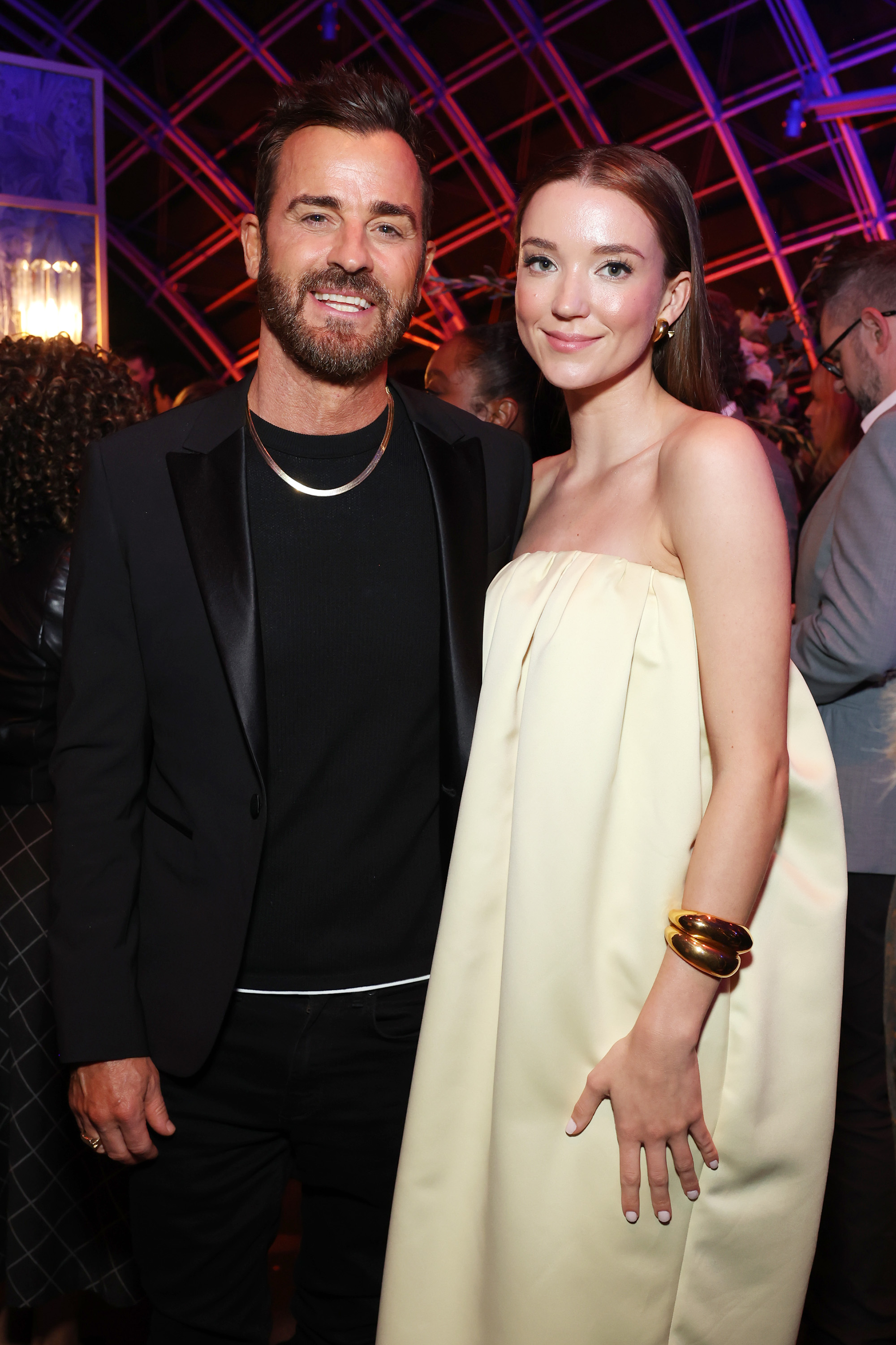 ustin Theroux and Nicole Brydon Bloom at the after party for the premiere of Hulu's "We Were The Lucky Ones" at Academy Museum of Motion Pictures on March 21, 2024 in Los Angeles | Source: Getty Images