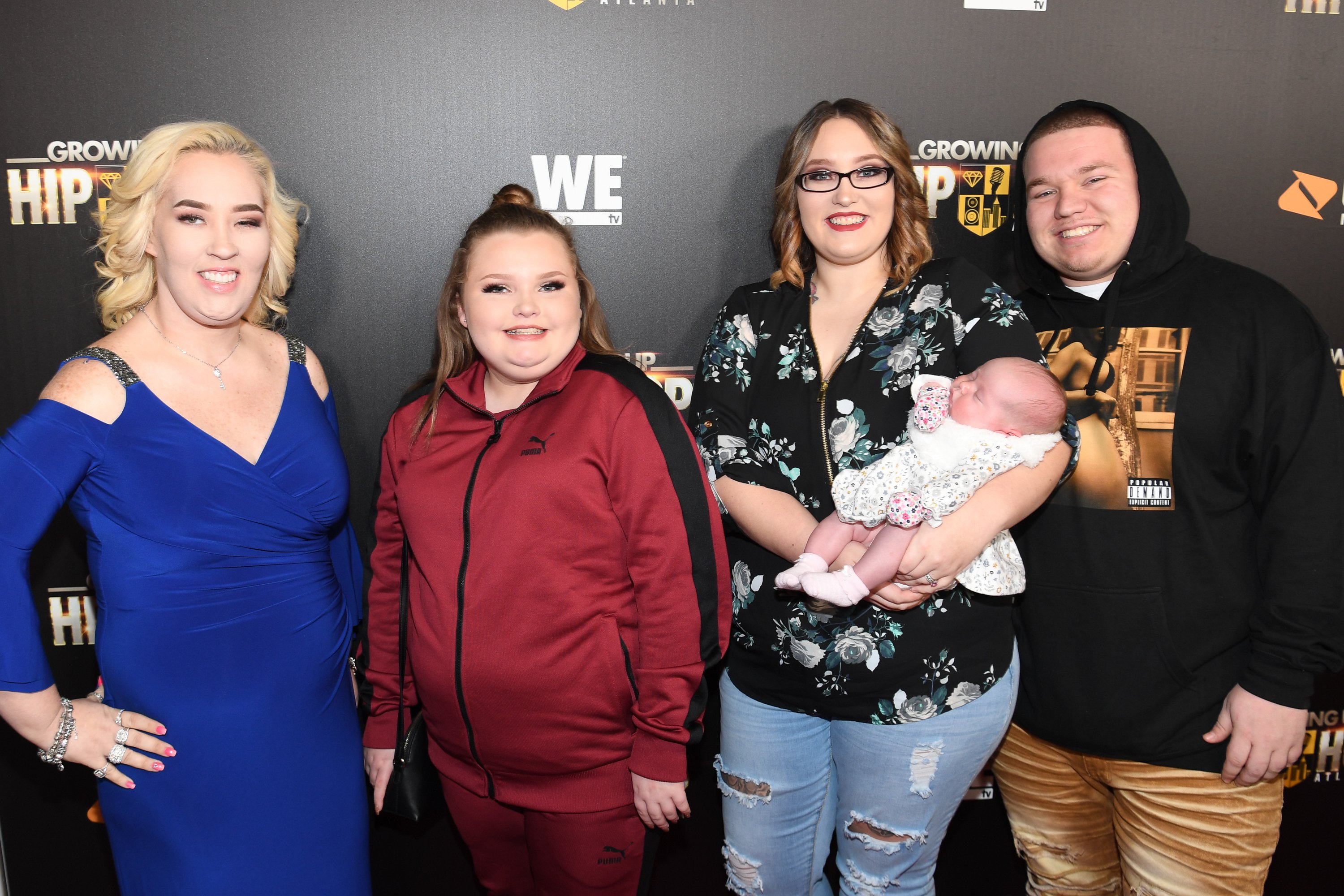 June Shannon, Alana Thompson, Lauryn 'Pumpkin' Shannon, Ella Grace Efird, and Joshua Brandon Efird at the season 2 premiere party of "Growing Up Hip Hop Atlanta" on January 9, 2018 | Source: Getty Images