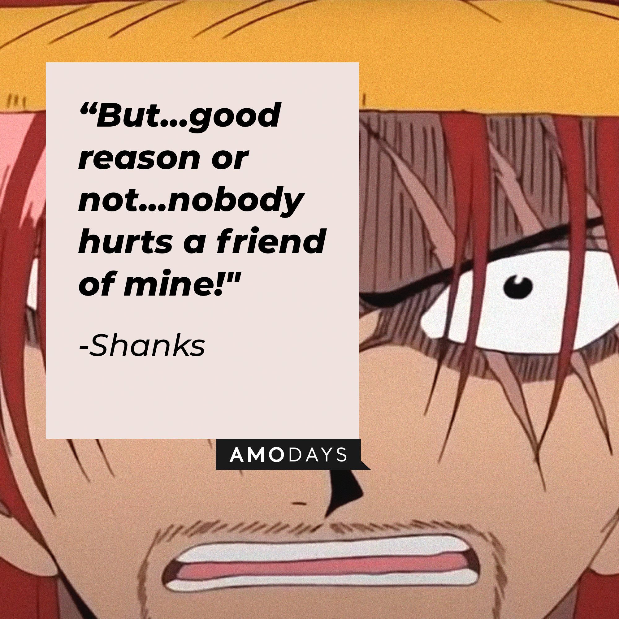 Shanks' quote: "But...good reason or not...nobody hurts a friend of mine!" | Image: AmoDays