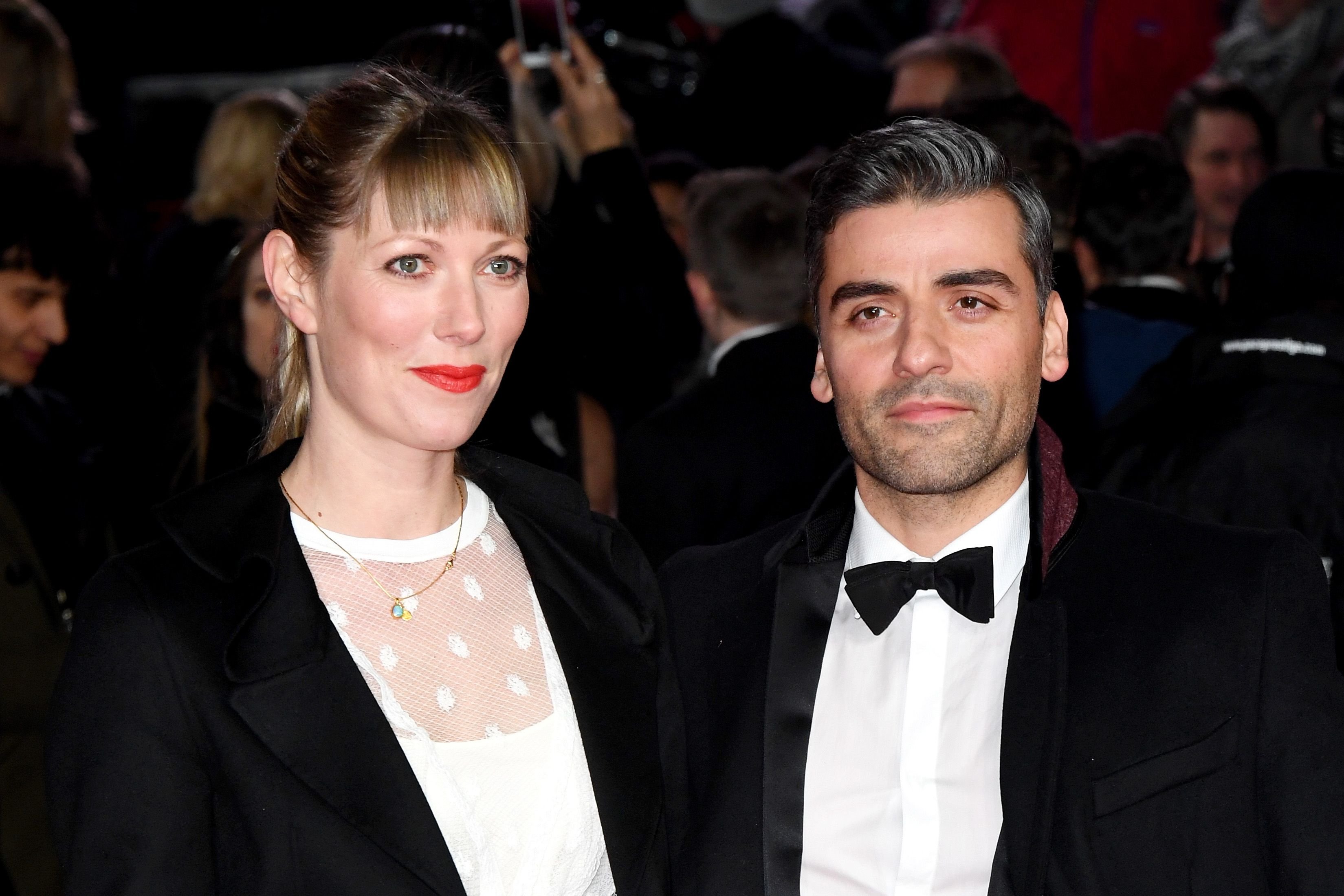 Oscar Isaac and director Elvira Lind at the premiere of "Star Wars: The Last Jedi" in December 2017 in London | Source: Getty Images