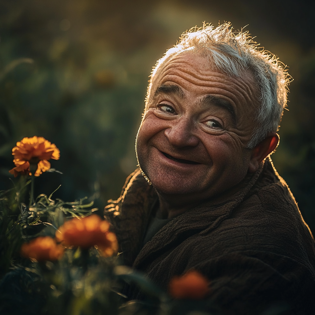 An older man smiling warmly | Source: Midjourney